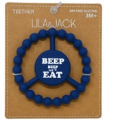 Wholesale - 1pc Silicone Peace Teether - Navy "Beep Beep Time to Eat" C/P 100, UPC: 195010118569